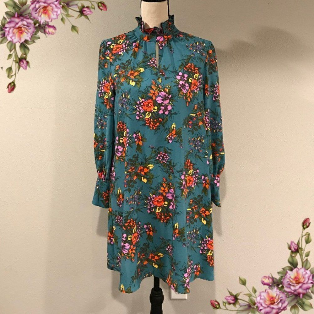 Clearance!!! Floral long sleeve loose fit dress